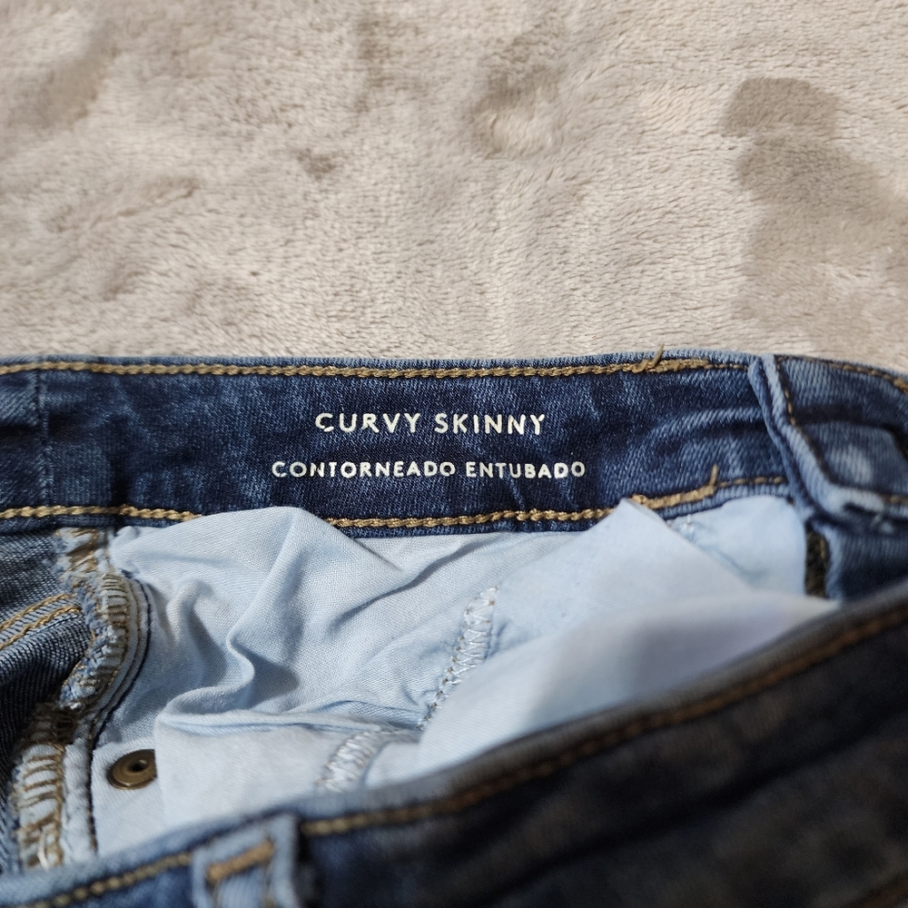 Curvy Fit Skinny Jeans | Mid Rise Stretch Dark Wash Denim | 6 / 28L - Picture 8 of 9